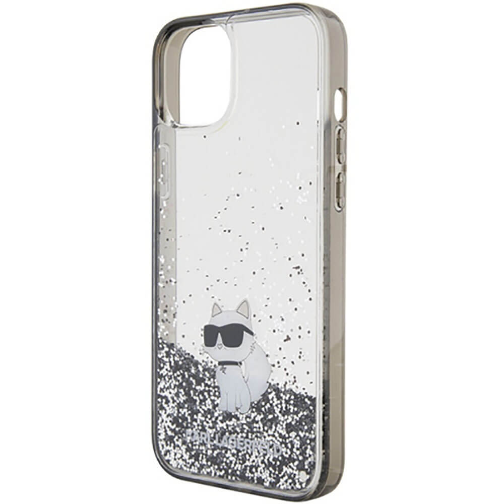 Чехол Karl Lagerfeld для iPhone 15 Plus NFT Choupette Hard прозрачно-чёрный