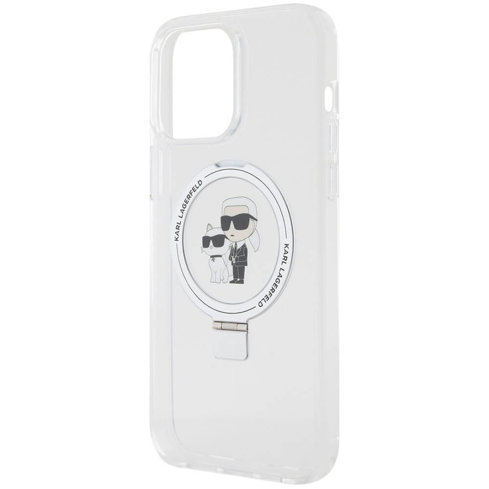 Чехол Karl Lagerfeld для iPhone 15 Pro Max Ringstand Case Choupette Heads с  MagSafe белый