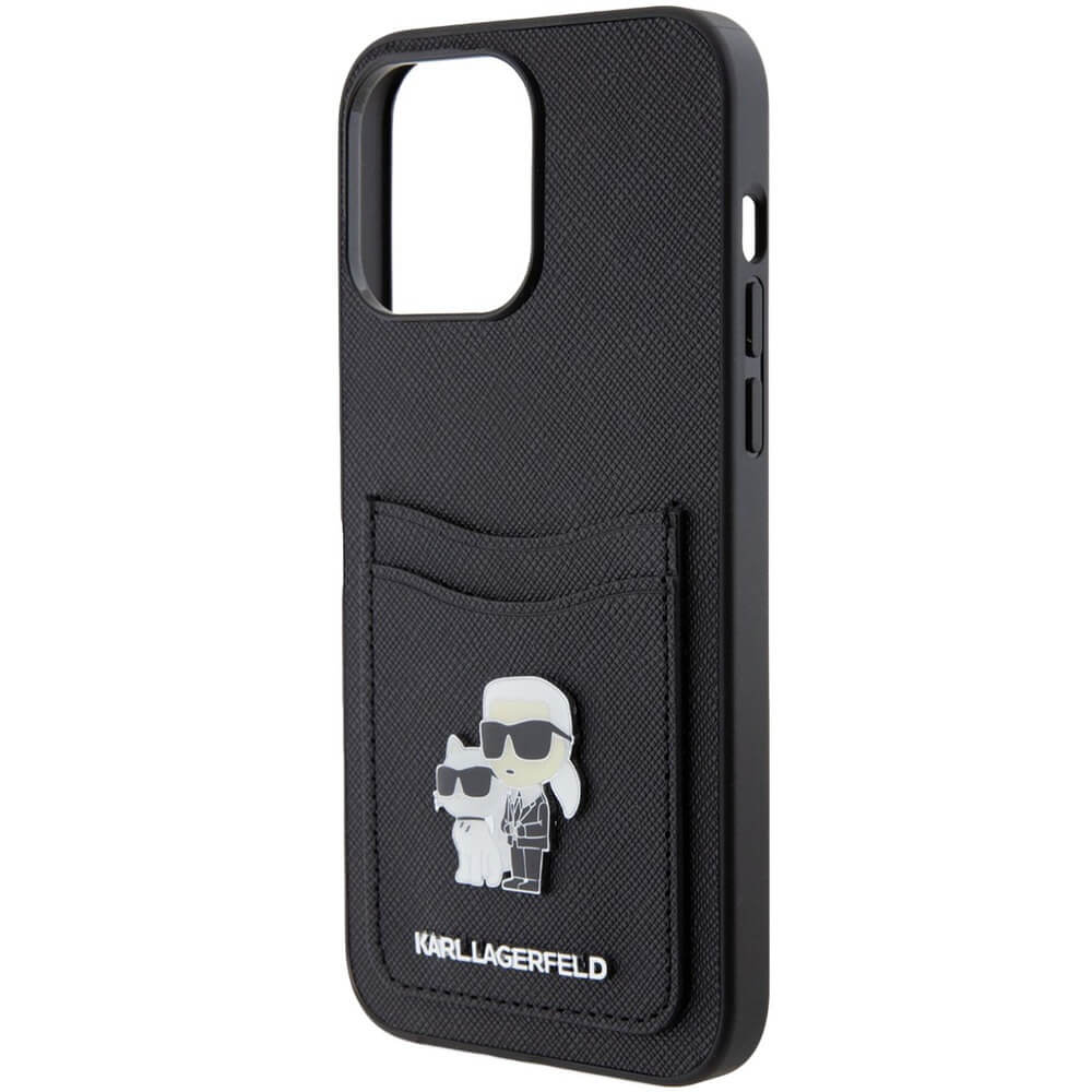 Купить Чехол Karl Lagerfeld для iPhone 15 Pro Max Saffiano Cardslot  Choupette Heads чёрный в Туле