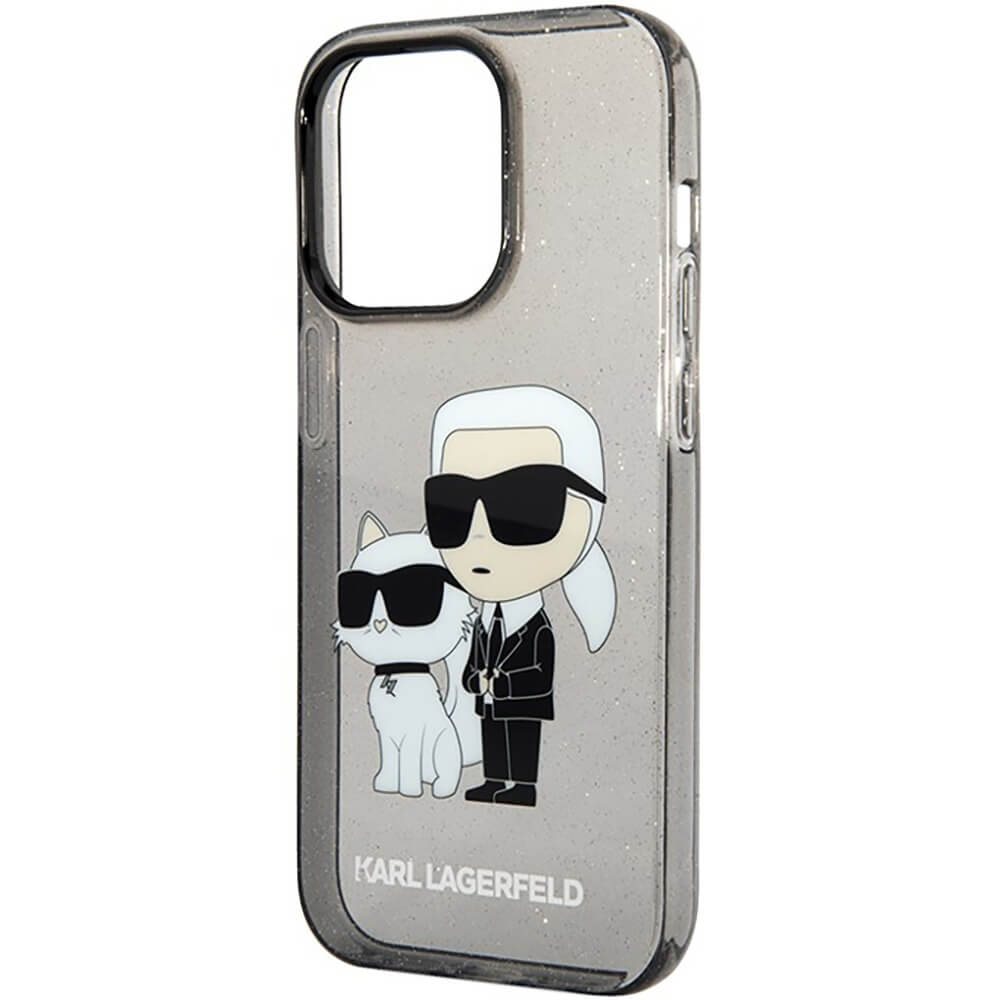 Чехол Karl Lagerfeld для iPhone 15 Pro PC/TPU NFT Choupette Hard Glitter  чёрный