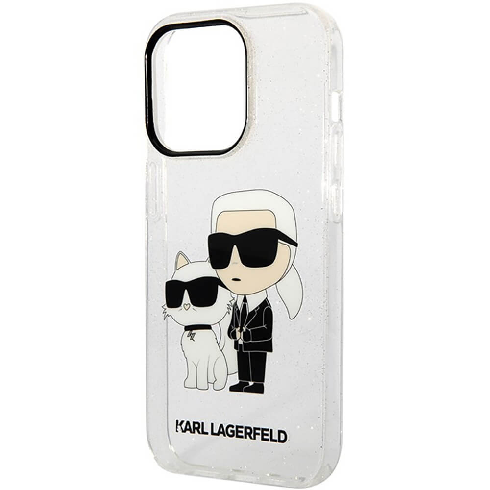 Чехол Karl Lagerfeld для iPhone 15 Pro PC/TPU NFT Choupette Hard Glitter  прозрачный