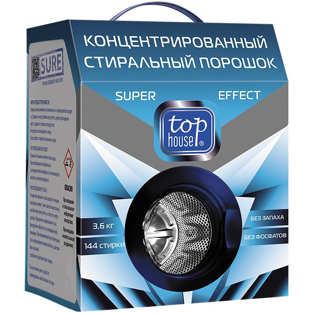 Концентрированный стиральный порошок Top House Super Effect 3.6 кг -  описание товара | Технопарк