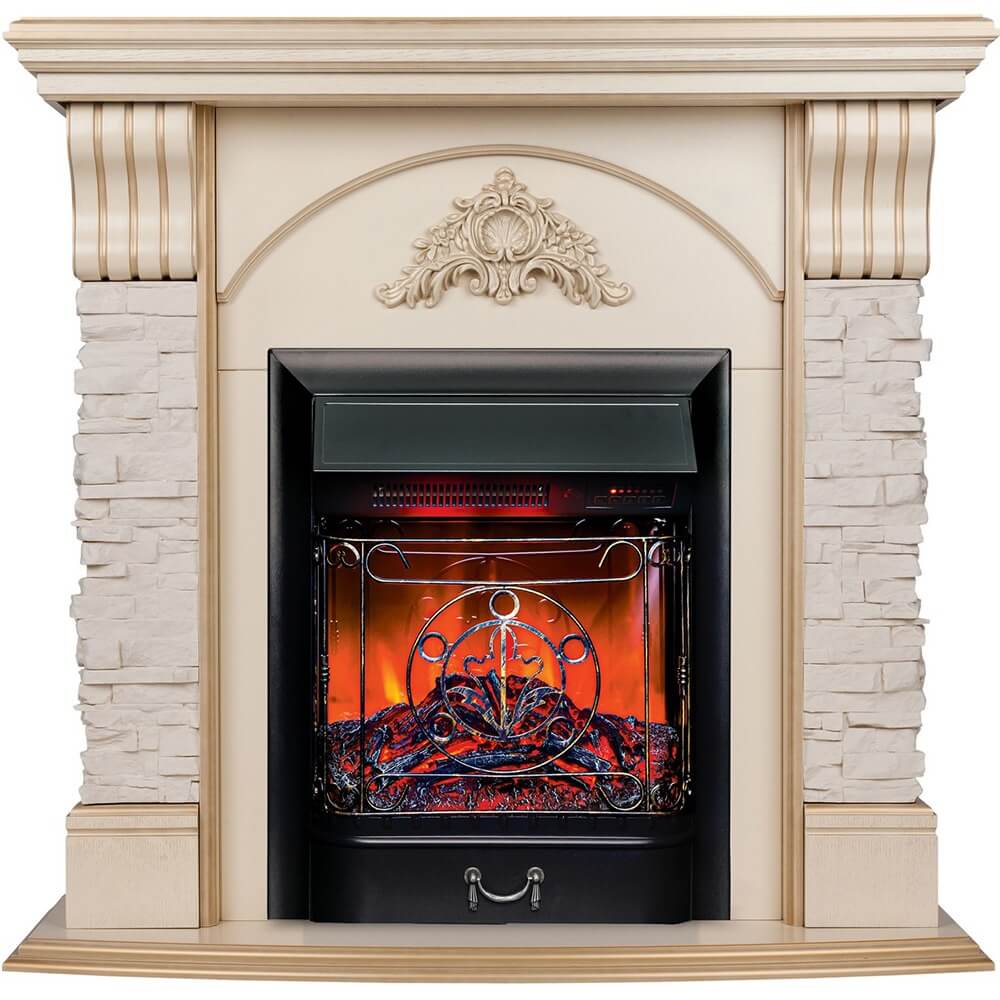 Изображение товара Электрокамин RealFlame Athena STD EUG WT Majestic LUX BL напольный с имитацией пламени