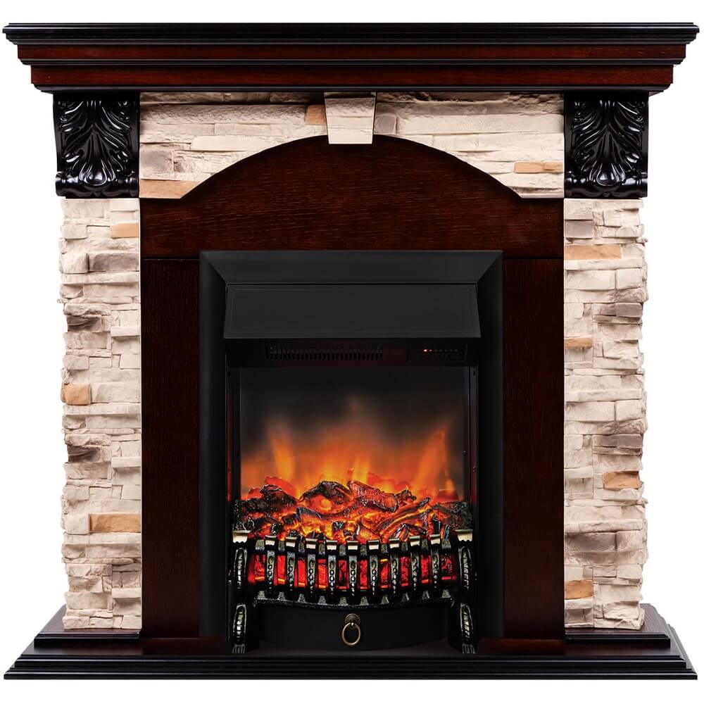 Изображение товара Электрокамин RealFlame Dublin Rock STD EUG AO - Fobos LUX BL напольный классический стиль