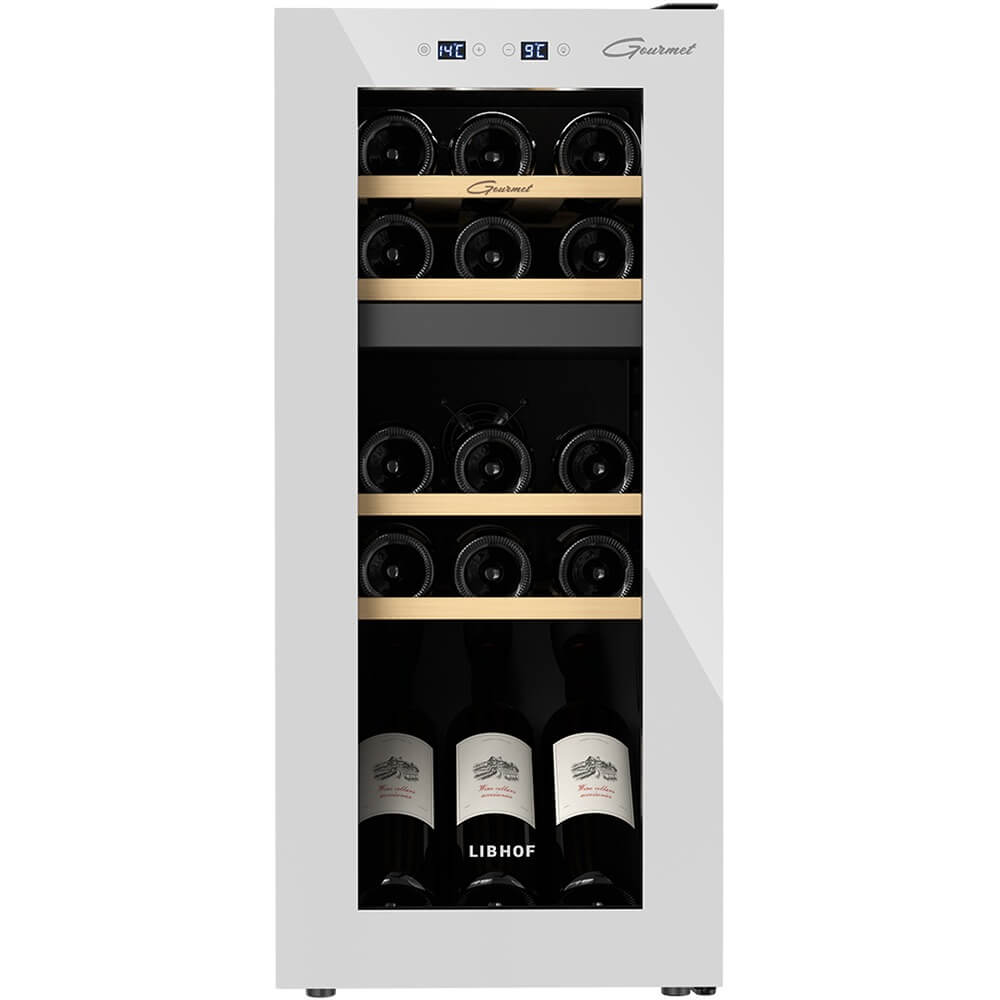 Изображение товара Винный шкаф Libhof GMD-15 White с двумя зонами, компрессор, 50 л, дизайн