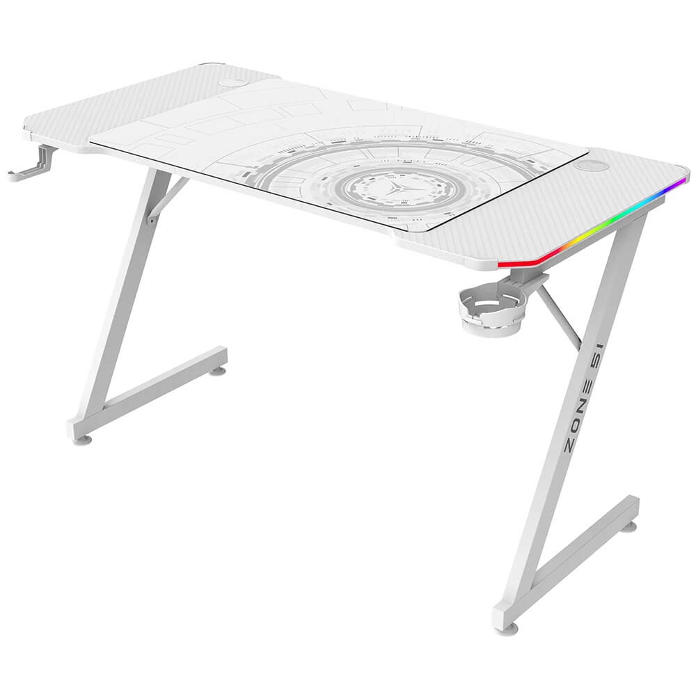 Изображение товара Компьютерный стол ZONE 51 Trine 140 RGB White игровой стиль комфортный просторный