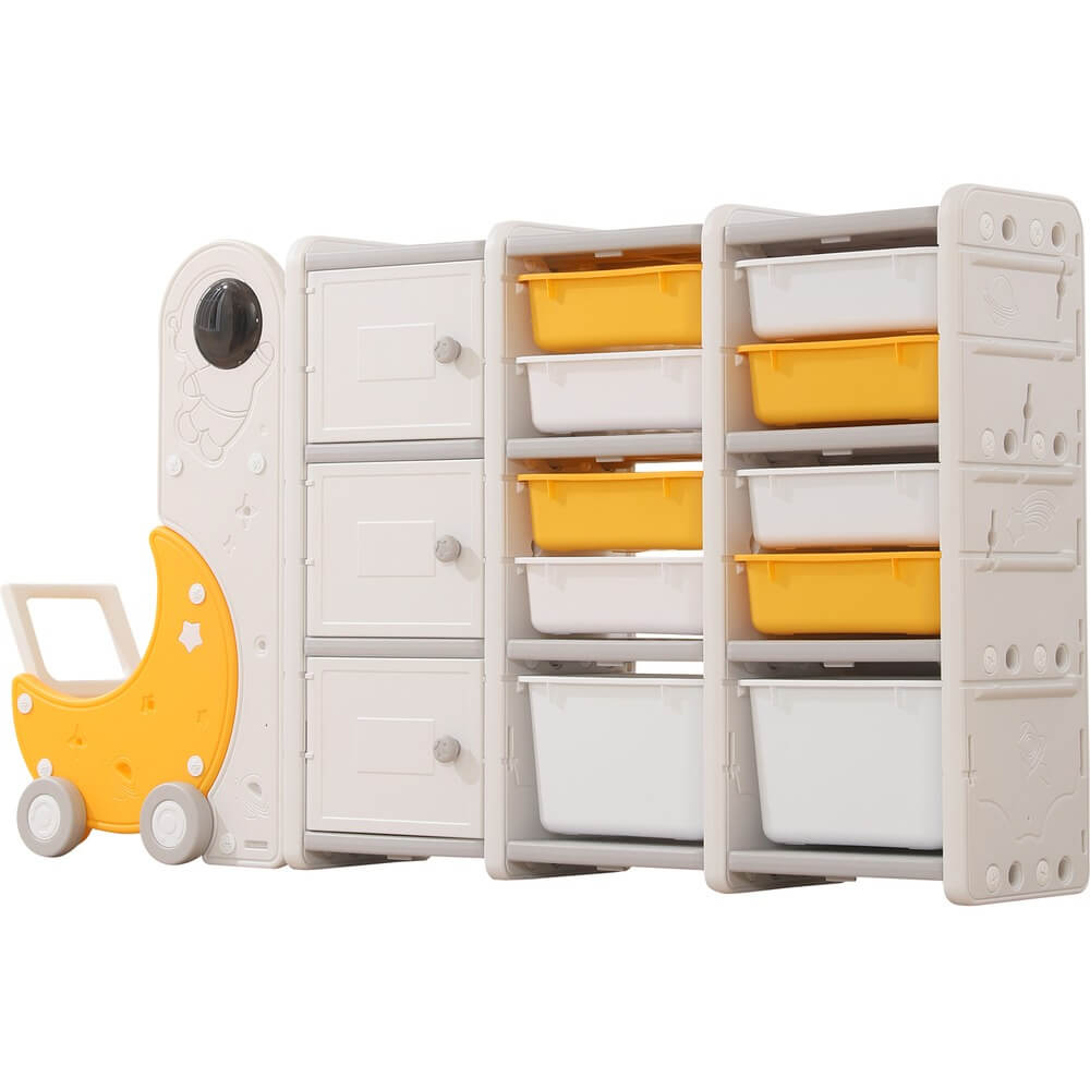 Изображение товара Стеллаж для игрушек UNIX Kids Moon 13 PPTSMOON13YEL светлый дизайн безопасный пластик