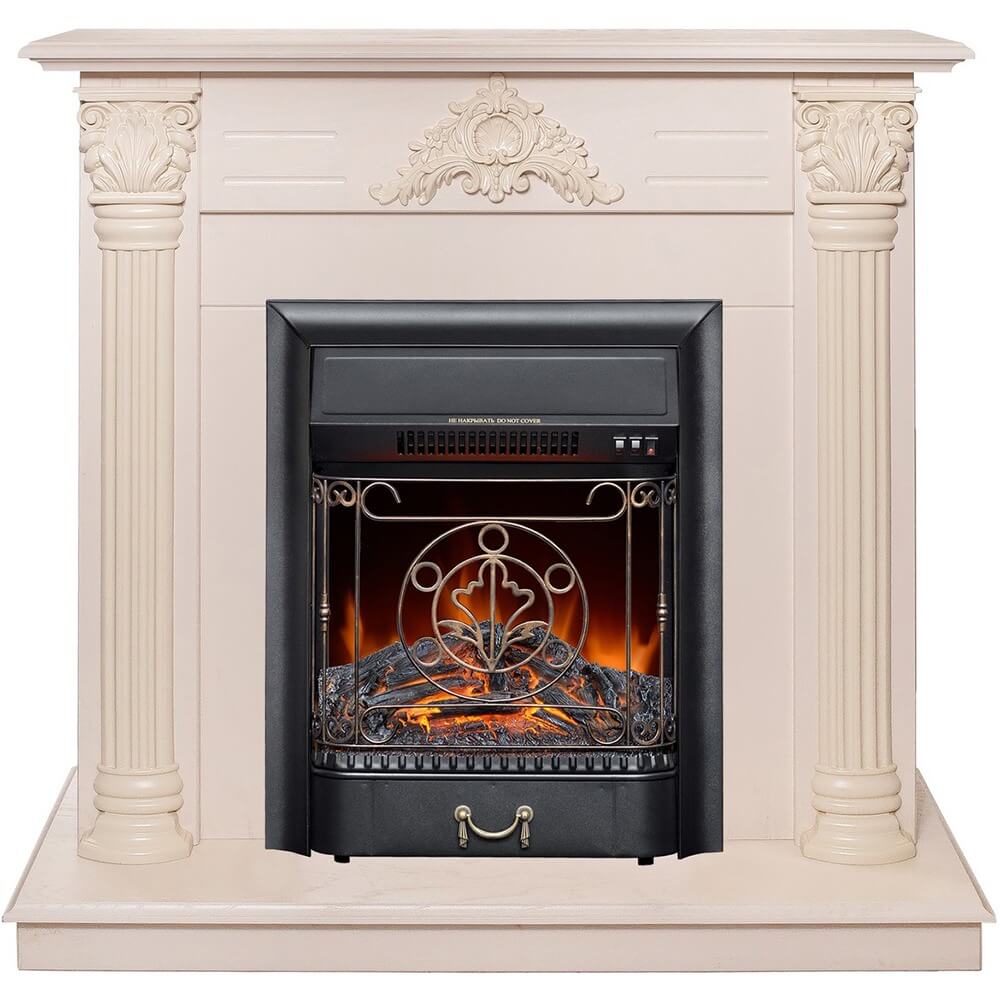 Изображение товара Электрокамин RealFlame Stefania STD/EUG WT + Majestic LUX BL напольный стильный эффектный