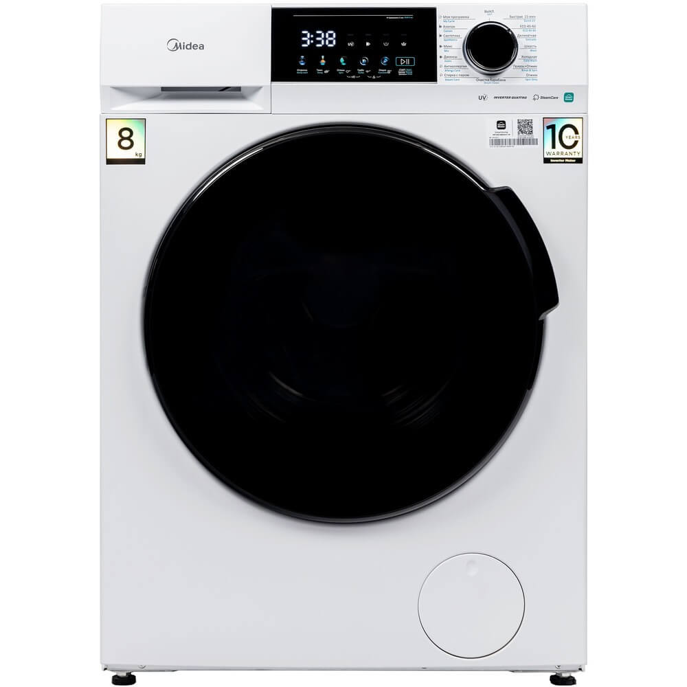 Изображение товара Стиральная машина Midea MFC3814BSW47/W 8 кг Wi-Fi управление паровые программы