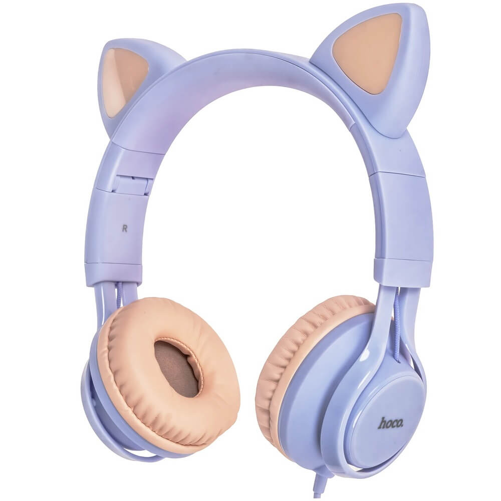 Изображение товара Наушники Hoco W36 Cat Ear голубые накладные с проводом 2.0 звук микрофон регулируемое оголовье