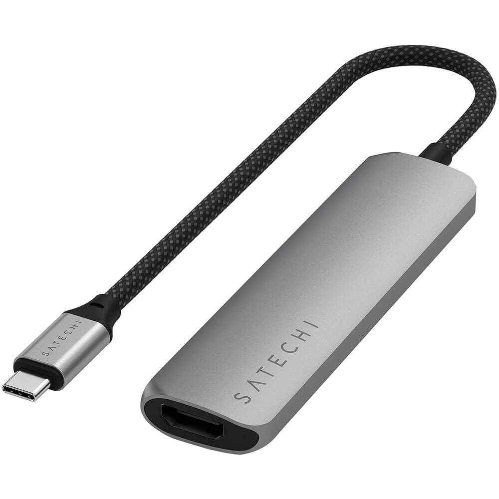 Изображение товара Адаптер для ноутбука Satechi 4-in-1 USB-C Slim Multiport Adapter 4K серый космос (ST-P4SM)