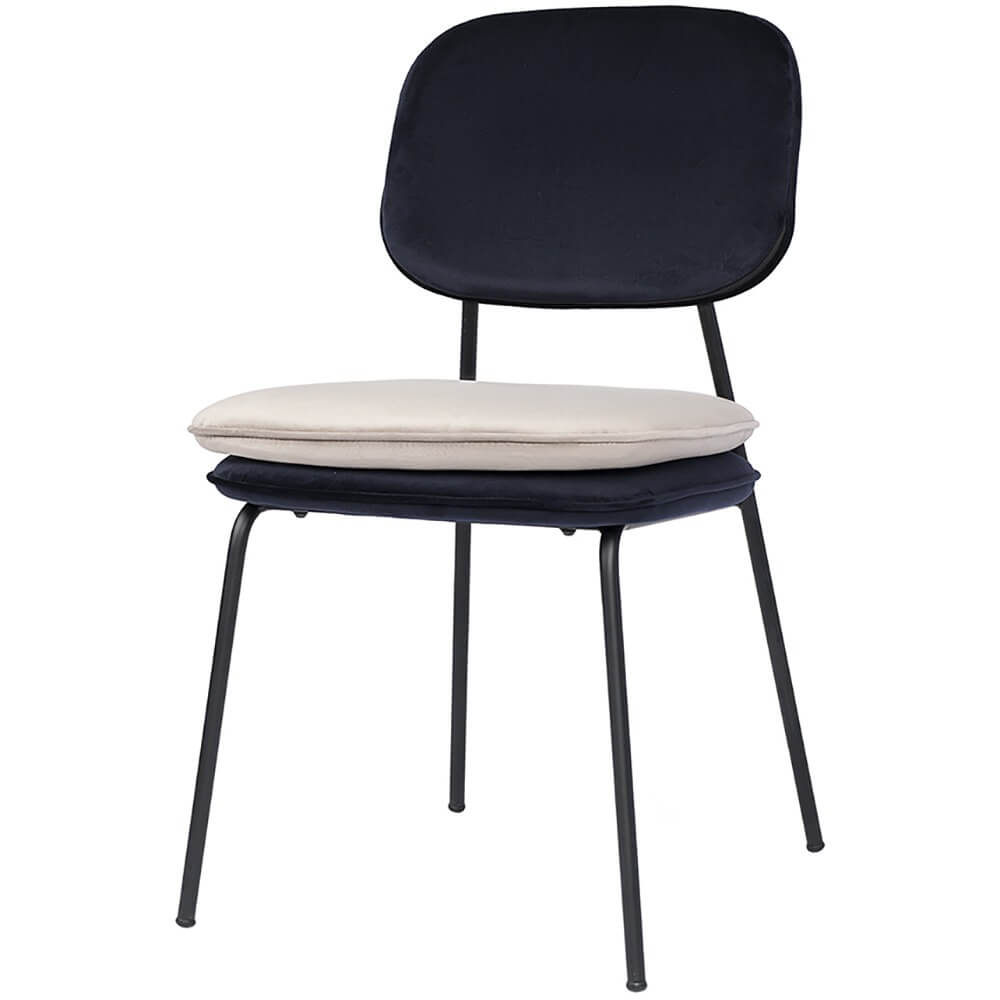 Изображение товара Стул интерьтерный Bergenson Bjorn Pea синего цвета из металла и велюра