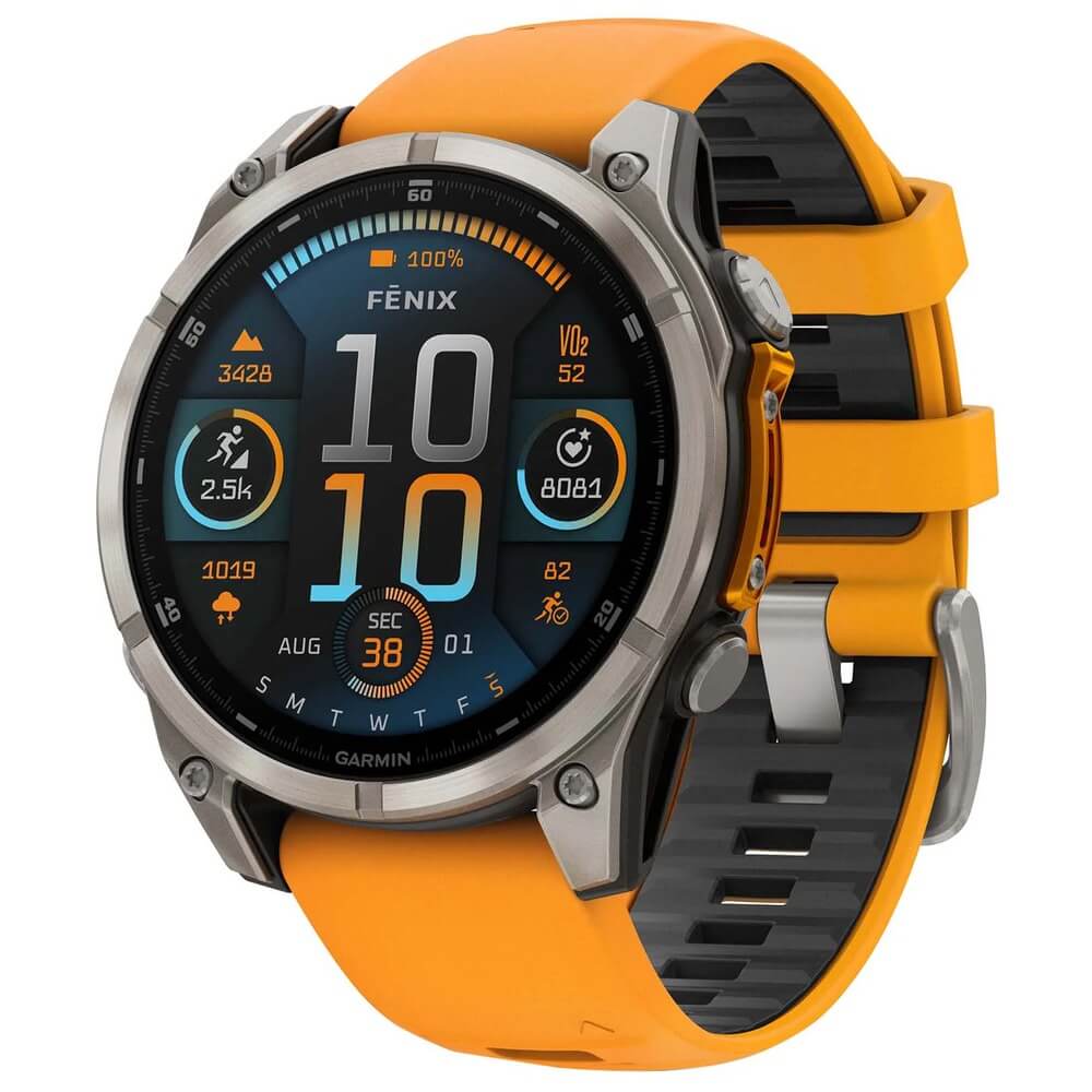 Изображение товара Смарт-часы Garmin Fenix 8 47 мм Sapphire Titanium with Spark Orange/Graphite Silicone Band (010-02904-11)