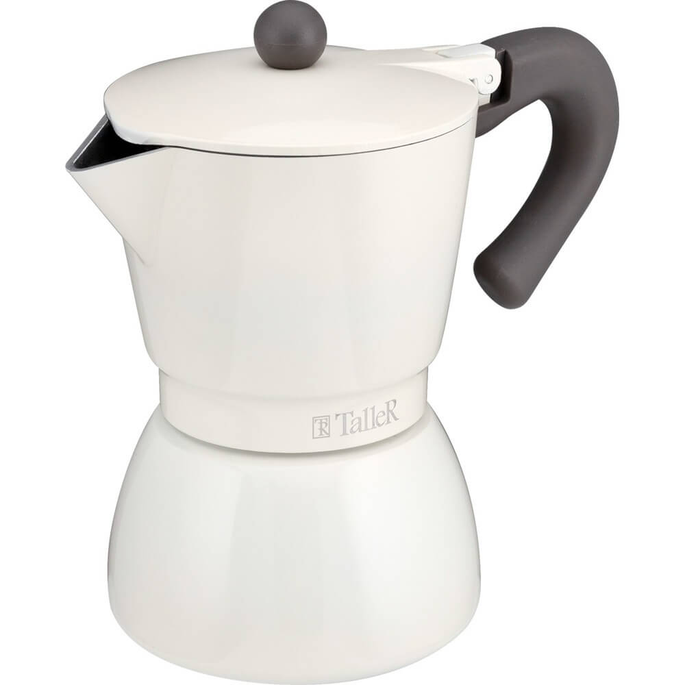 Изображение товара Гейзерная кофеварка TalleR Hygge TR-11324 для плиты 6 порций белая алюминий