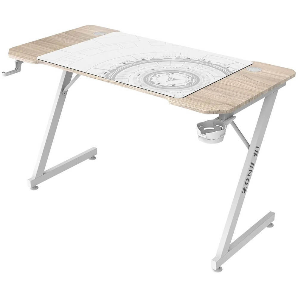 Изображение товара Игровой компьютерный стол ZONE 51 Trine 120 Wood/White для геймеров и работы