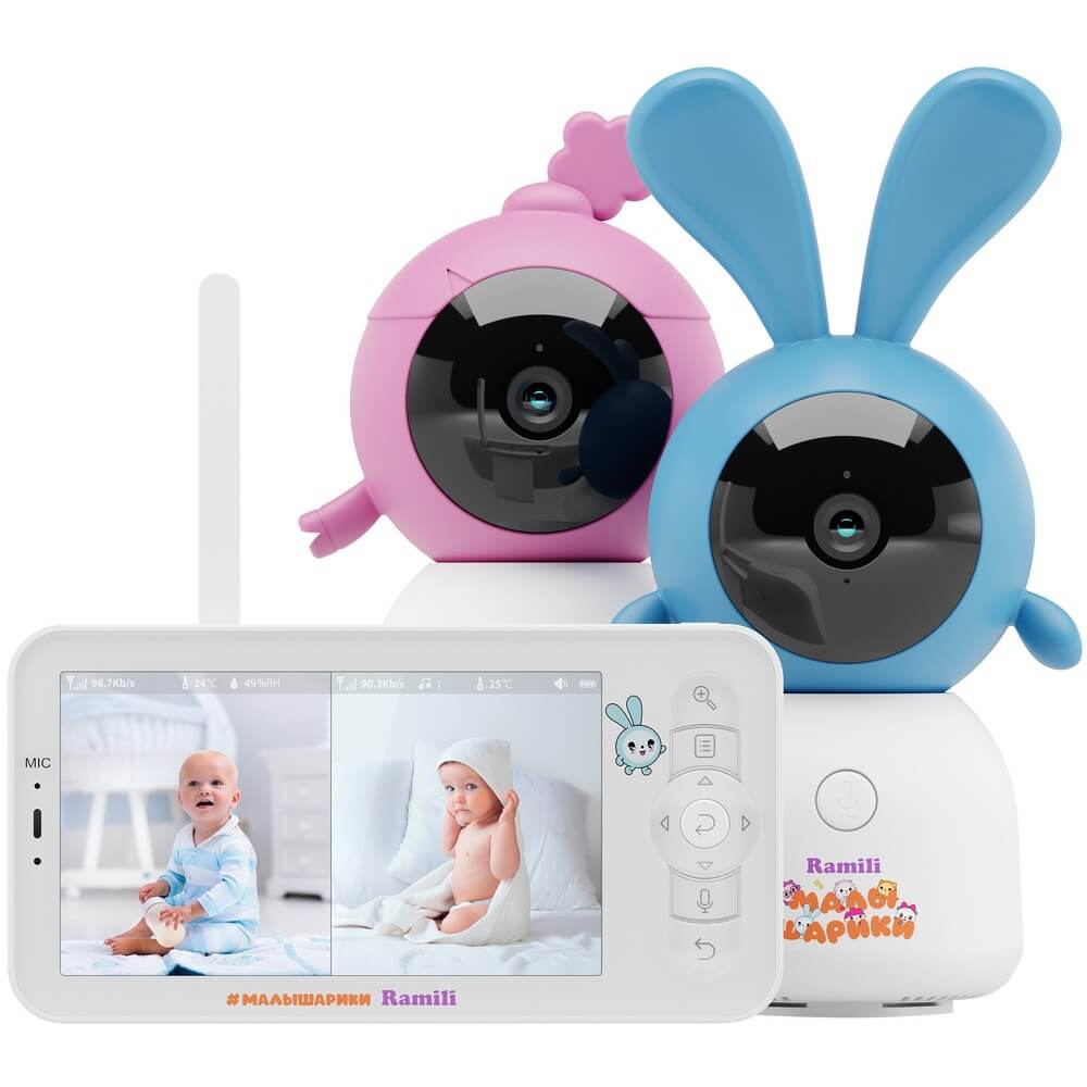 Изображение товара Видеоняня Ramili Baby RV100X2KROSHNUSHA с 2 камерами и 5" экраном