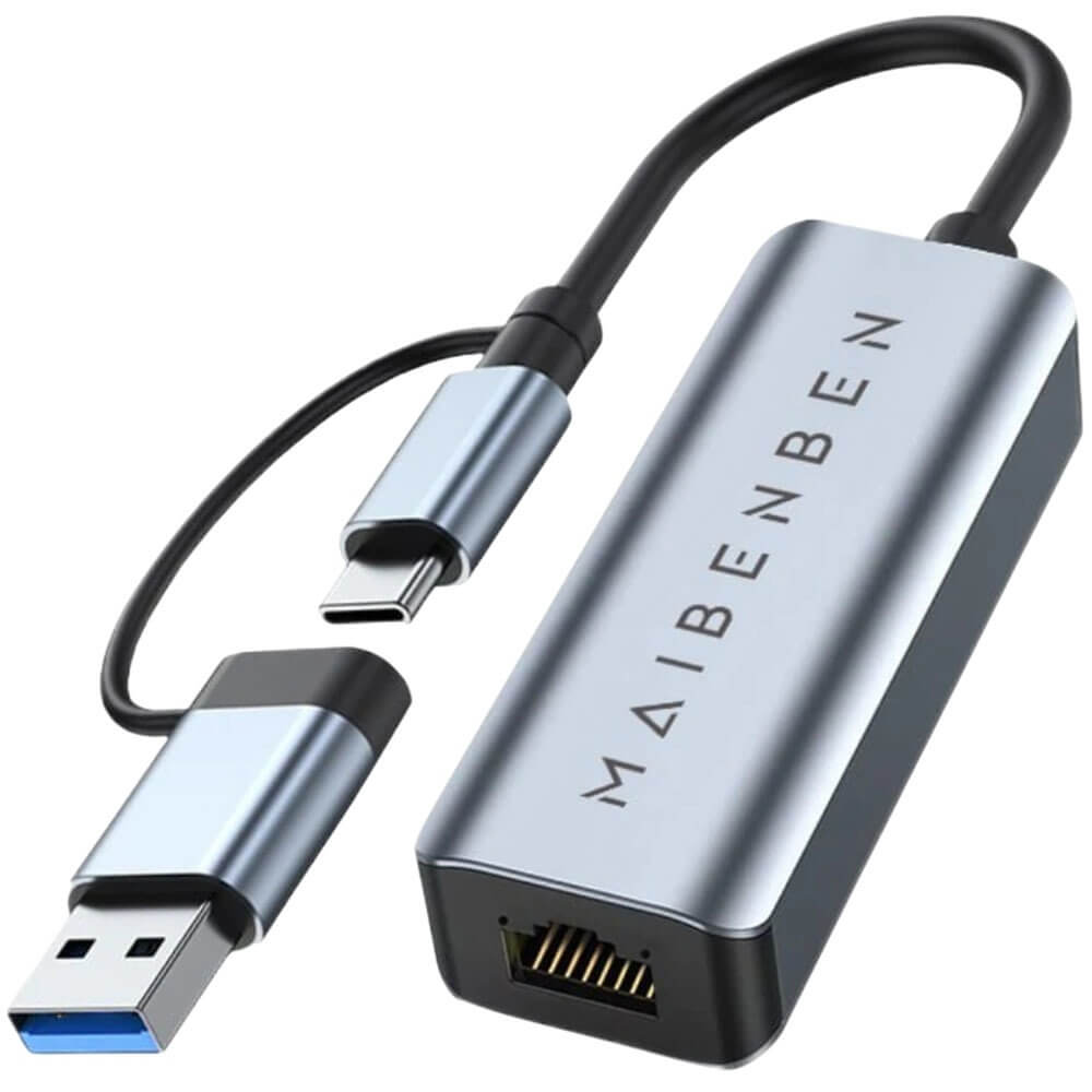 Изображение товара Адаптер Maibenben USB Type-C с LAN портом серебристый DS02RG0125