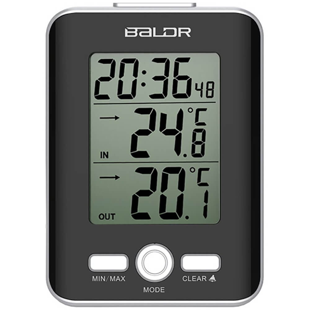 Изображение товара Цифровой комнатный термометр с внешним датчиком и функцией будильника Baldr B0129ST2C