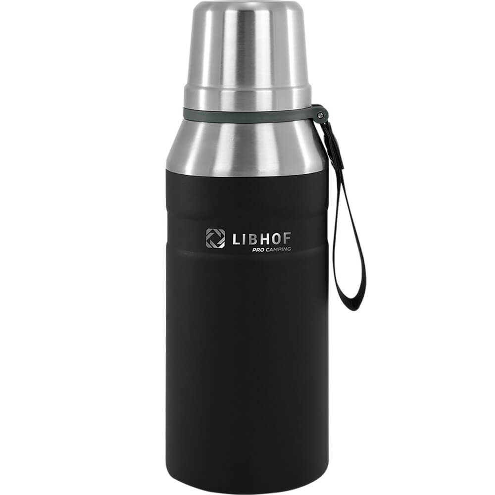 Изображение товара Термос Libhof TM-1000 Black 1 литр нержавеющая сталь с кружкой