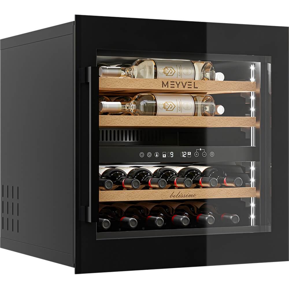 Изображение товара Встраиваемый винный шкаф Meyvel MV26PRO-KBB2 на 26 бутылок с 2 зонами охлаждения