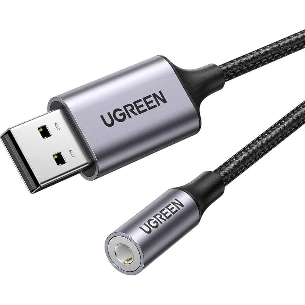 Изображение товара USB-разветвитель Ugreen CM477 1 порт с аудиовыходом в сером цвете