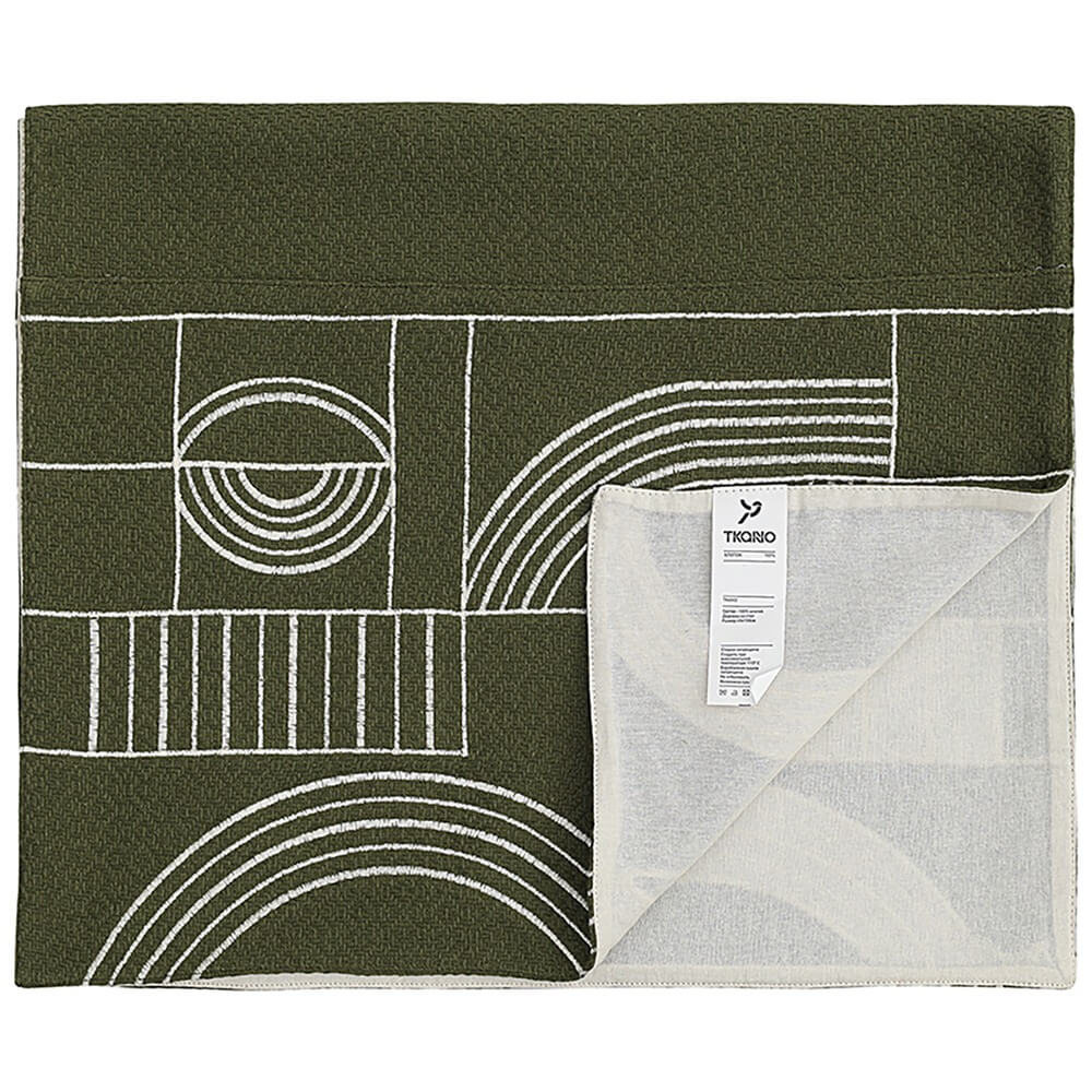 Изображение товара Дорожка на стол Tkano Ethnic Cave maze TK24-TR0005 45х150 см хлопок зелёная