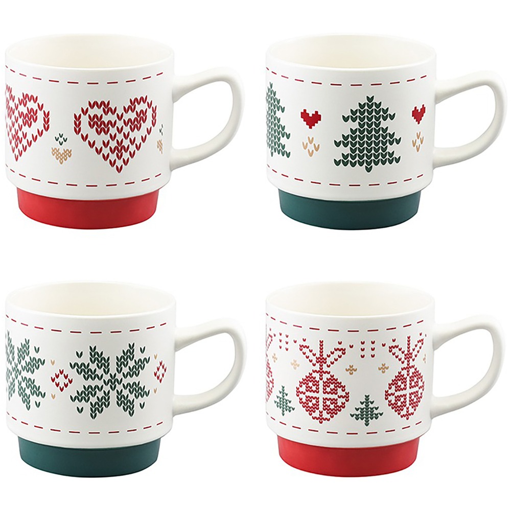 Изображение товара Набор кружек Tkano New Year Essential Knitted tale 4 шт фарфор 380 мл