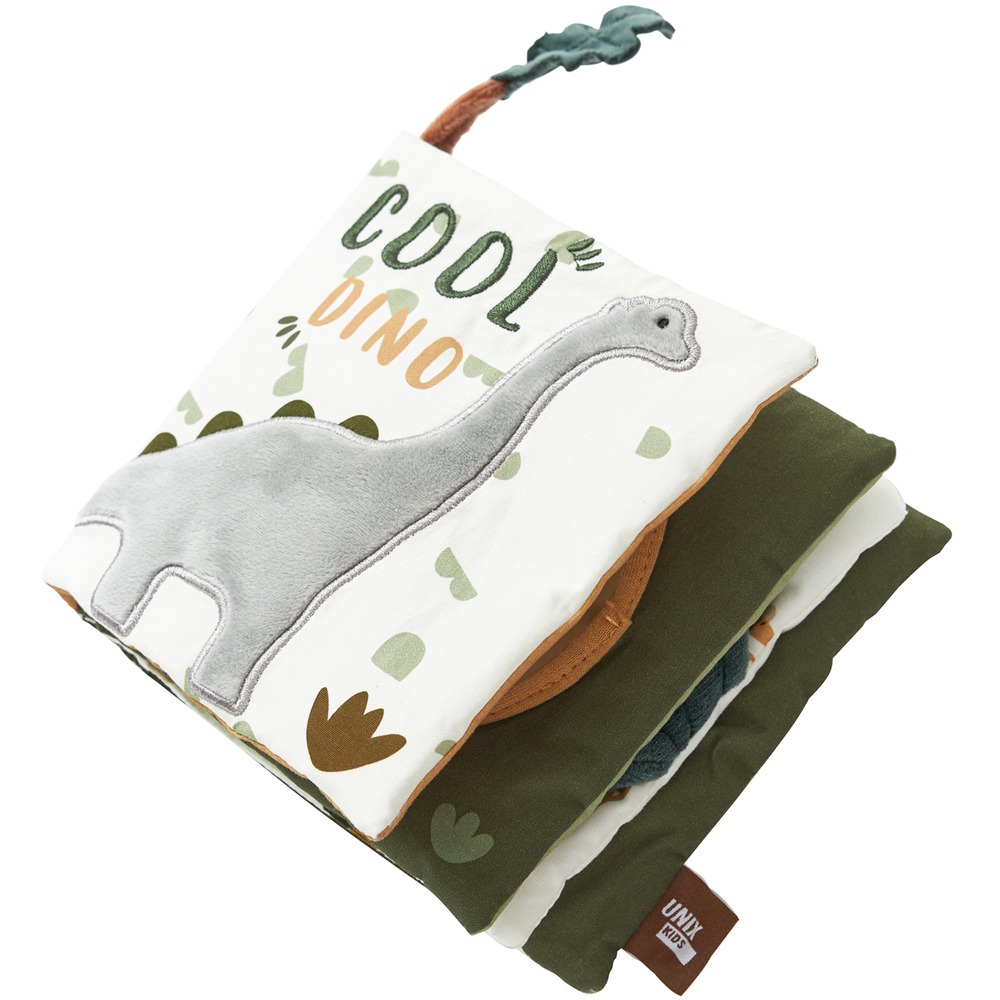 Изображение товара Развивающая книжка-шуршалка UNIX Kids Dino PBKDINOGR для малышей - безопасная игрушка с ощущениями