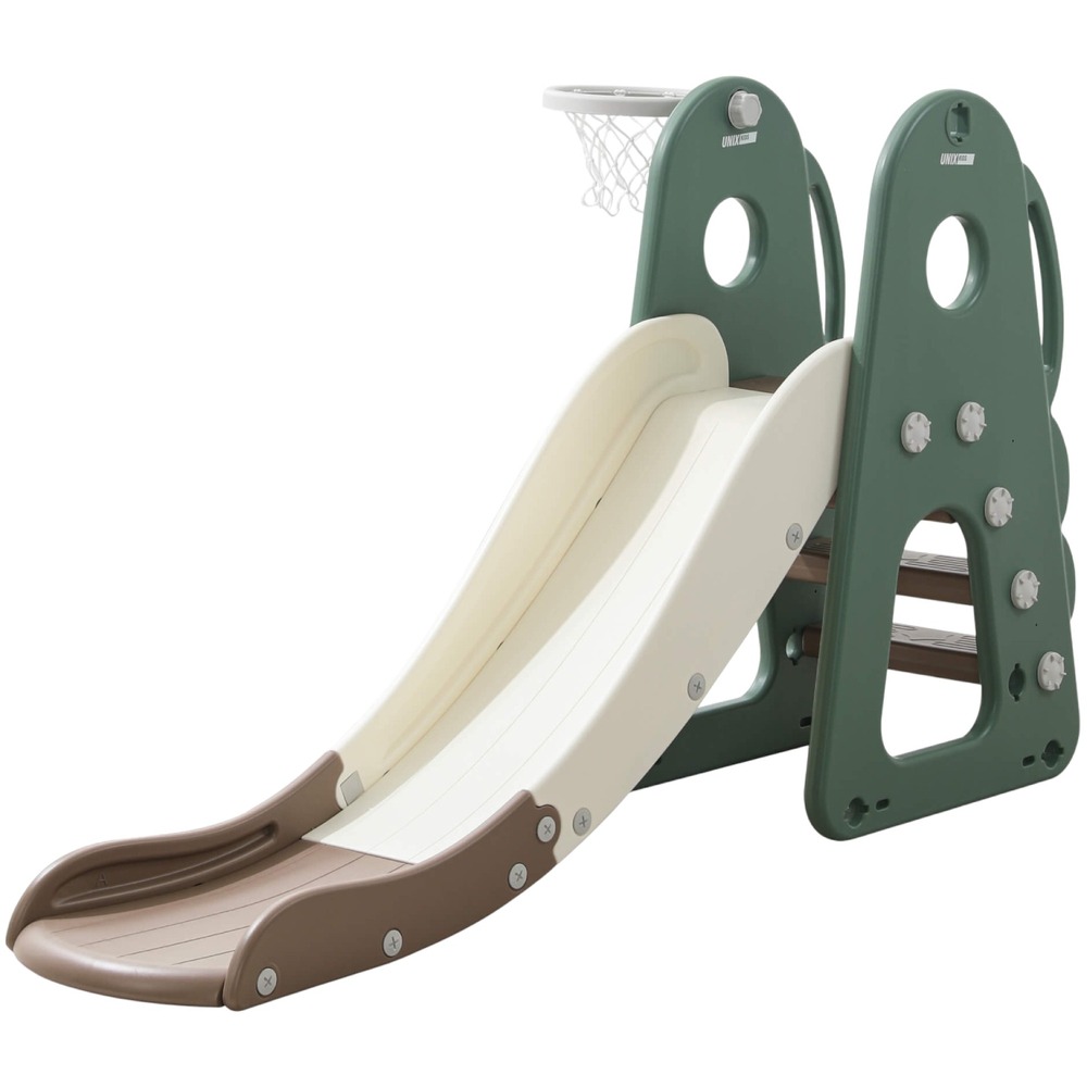 Изображение товара Детская горка UNIX Kids Dino Green PPSLDINO160GR - яркое развивающее игровое оборудование для малыш