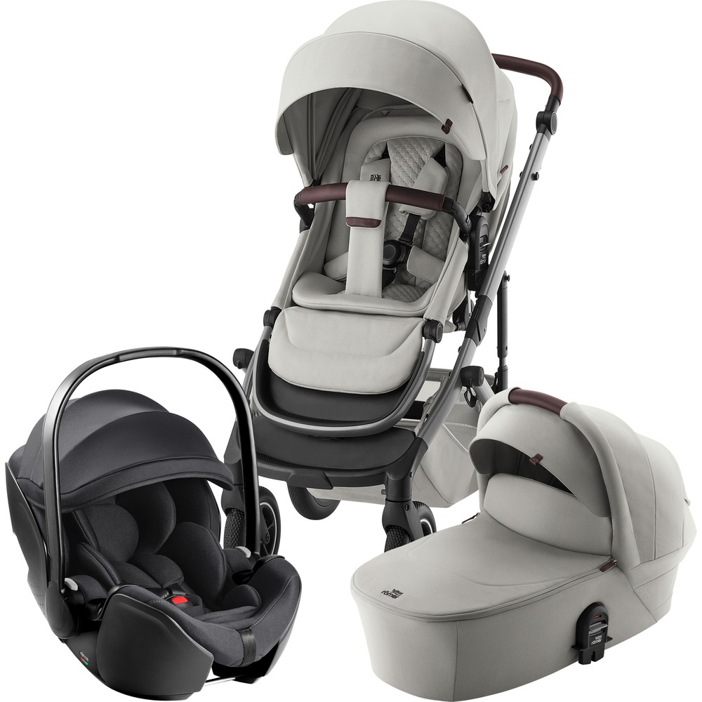 Изображение товара Детская коляска Britax Roemer Smile 5Z Lux Linen Grey + автокресло Baby-Safe Pro Classic Deep Black