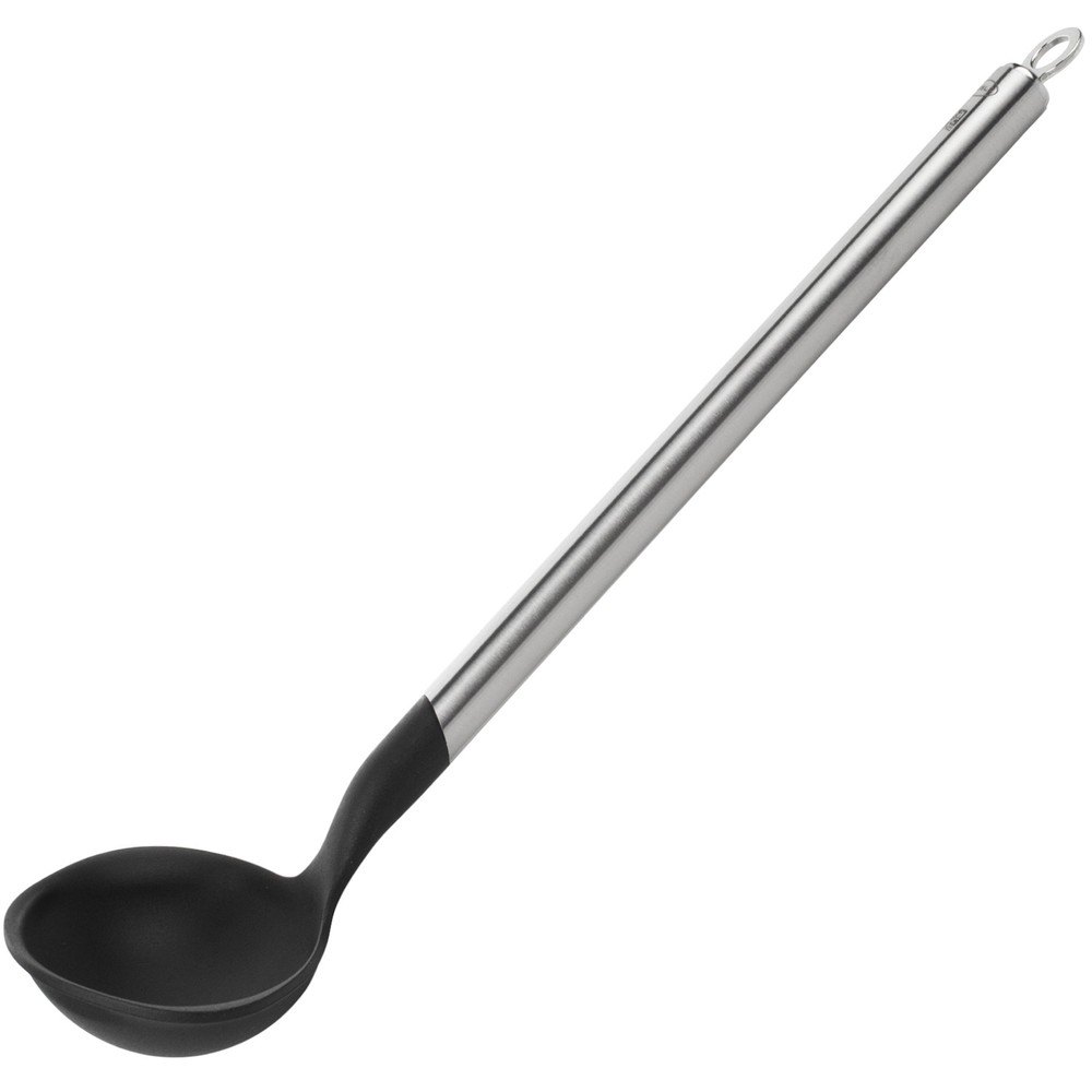 Изображение товара Кухонная ложка Roesle Basic Line 130703 для готовки закругленная из пластика и нержавеющей стали