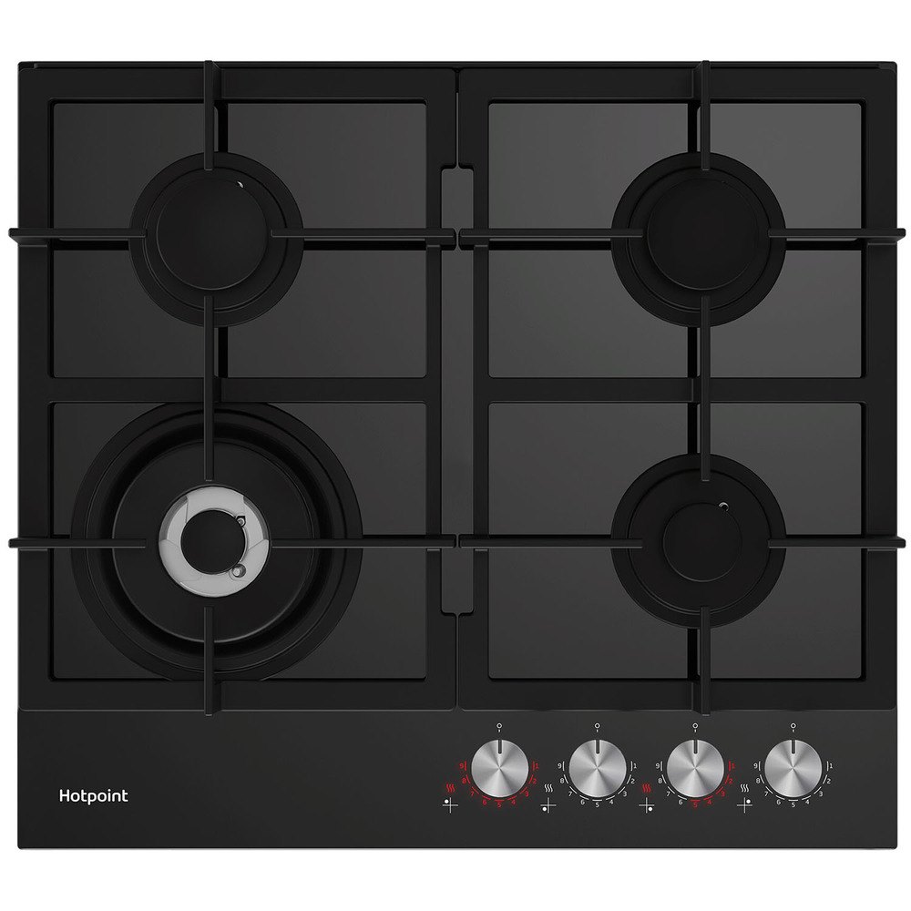 Изображение товара Газовая варочная поверхность Hotpoint HGSL 62 F/BK с стеклянной панелью