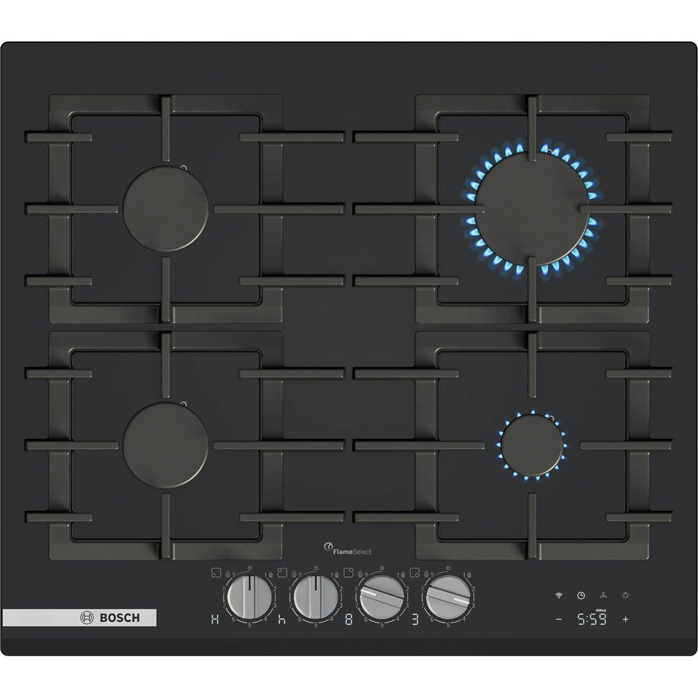 Изображение товара Bosch PRP6A6H40 - газовая варочная поверхность, чёрное закаленное стекло