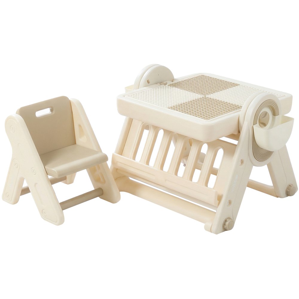 Изображение товара Детский развивающий стол со стульчиком UNIX Kids Lego 4в1 бежевый