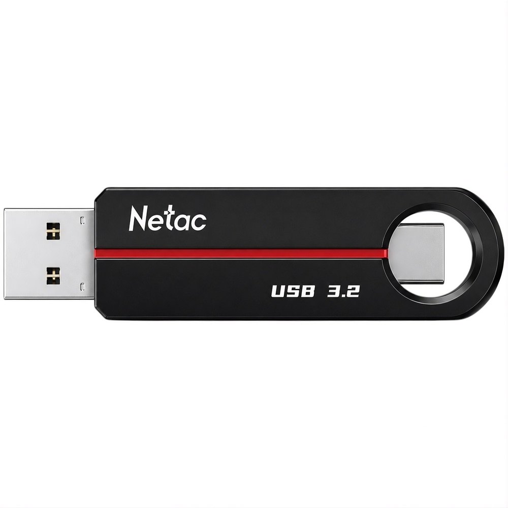 Изображение товара USB флеш-накопитель Netac 64Гб USB 3.2 и Type-C, черно-красный