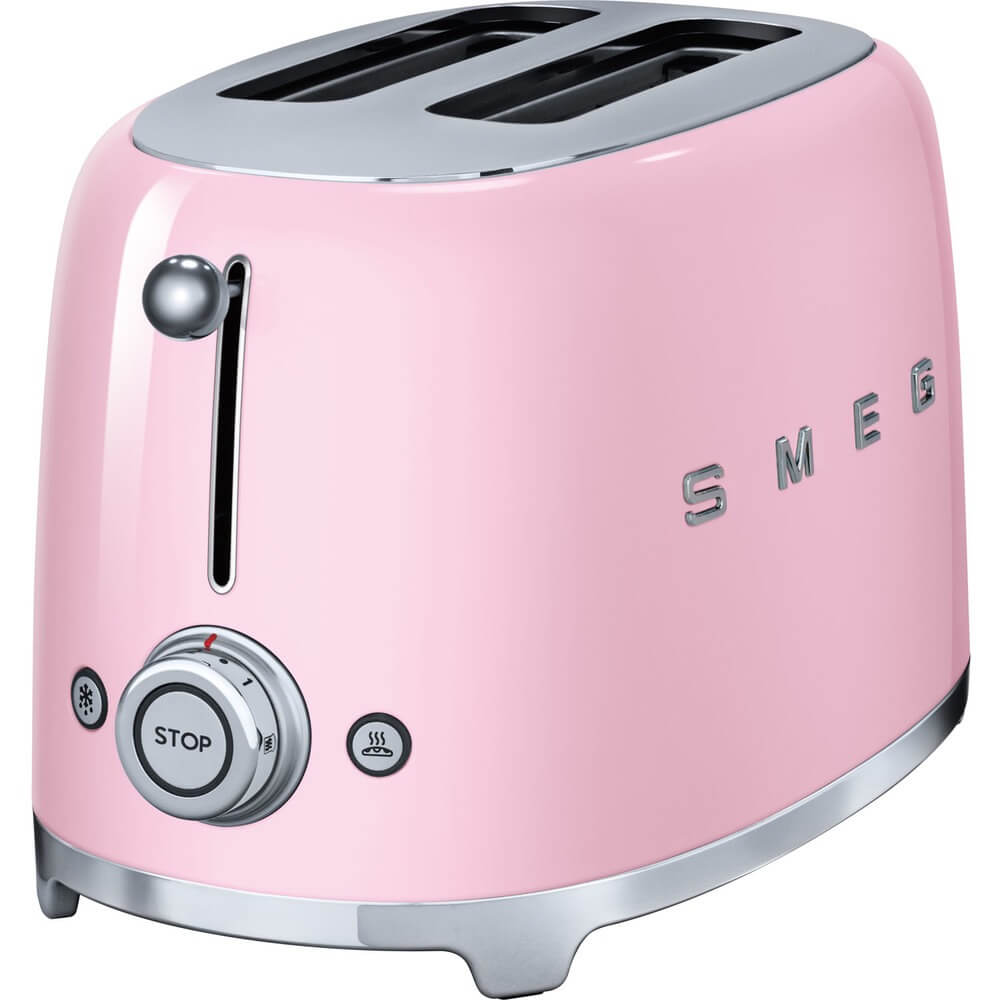Изображение товара Стильный розовый тостер Smeg TSF01PKEU с функциями разморозки и подогрева