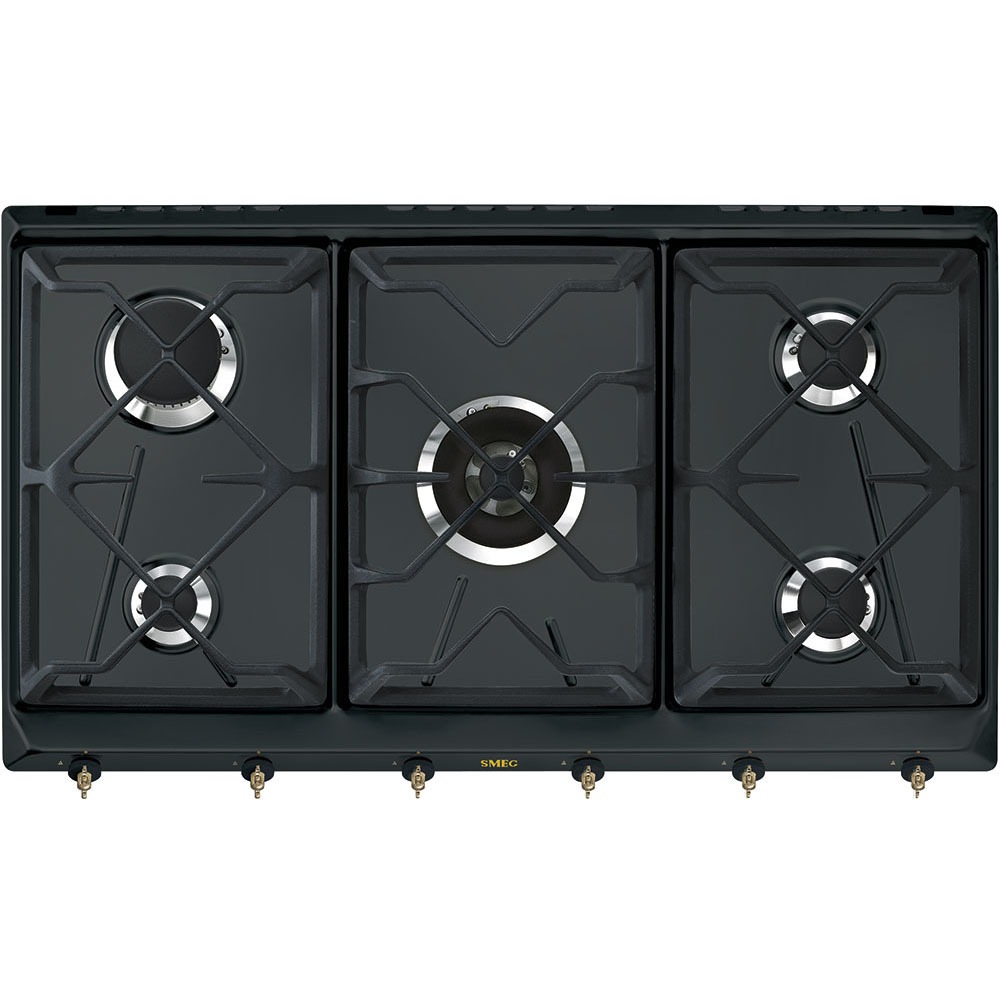 Изображение товара Газовая варочная поверхность Smeg SRV896AOGH Coloniale черная