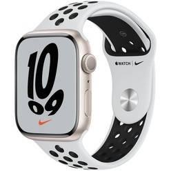 Apple Watch Nike Series 7 45 мм сияющая звезда, спортивный ремешок (MKNA3RU/A)