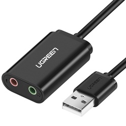 Изображение товара Аудиоадаптер Ugreen USB-AUX, чёрный (30724)