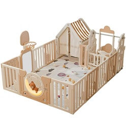 Изображение товара Детский манеж UNIX Kids DeLuxe House Camel 180х200 PPLXSWH200WC