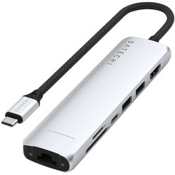 Изображение товара Адаптер для ноутбука Satechi 7-in-1 USB-C Slim Multiport Adapter with Ethernet серебристый (ST-P7SS)