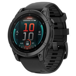 Изображение товара Смарт-часы Garmin Fenix E 47 мм Amoled Slate Grey Steel с чёрным силиконовым ремешком (010-03025-01)