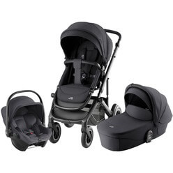 Изображение товара Набор детская коляска Britax Roemer Smile 5Z Carbon Black + автокресло Baby-Safe Core Midnight Grey