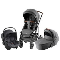 Изображение товара Набор детская коляска Britax Roemer Smile 5Z Mineral Grey + автокресло Baby-Safe Core Midnight Grey