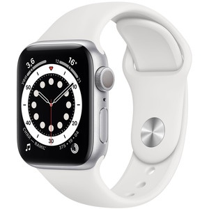 Apple Watch Series 6 40 мм серебристый, спортивный ремешок Apple Watch Series 6 40 мм серебристый, спортивный ремешок