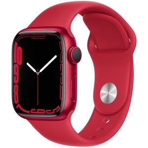 Apple Watch Series 7 41 мм красный, спортивный ремешок Apple Watch Series 7 41 мм красный, спортивный ремешок